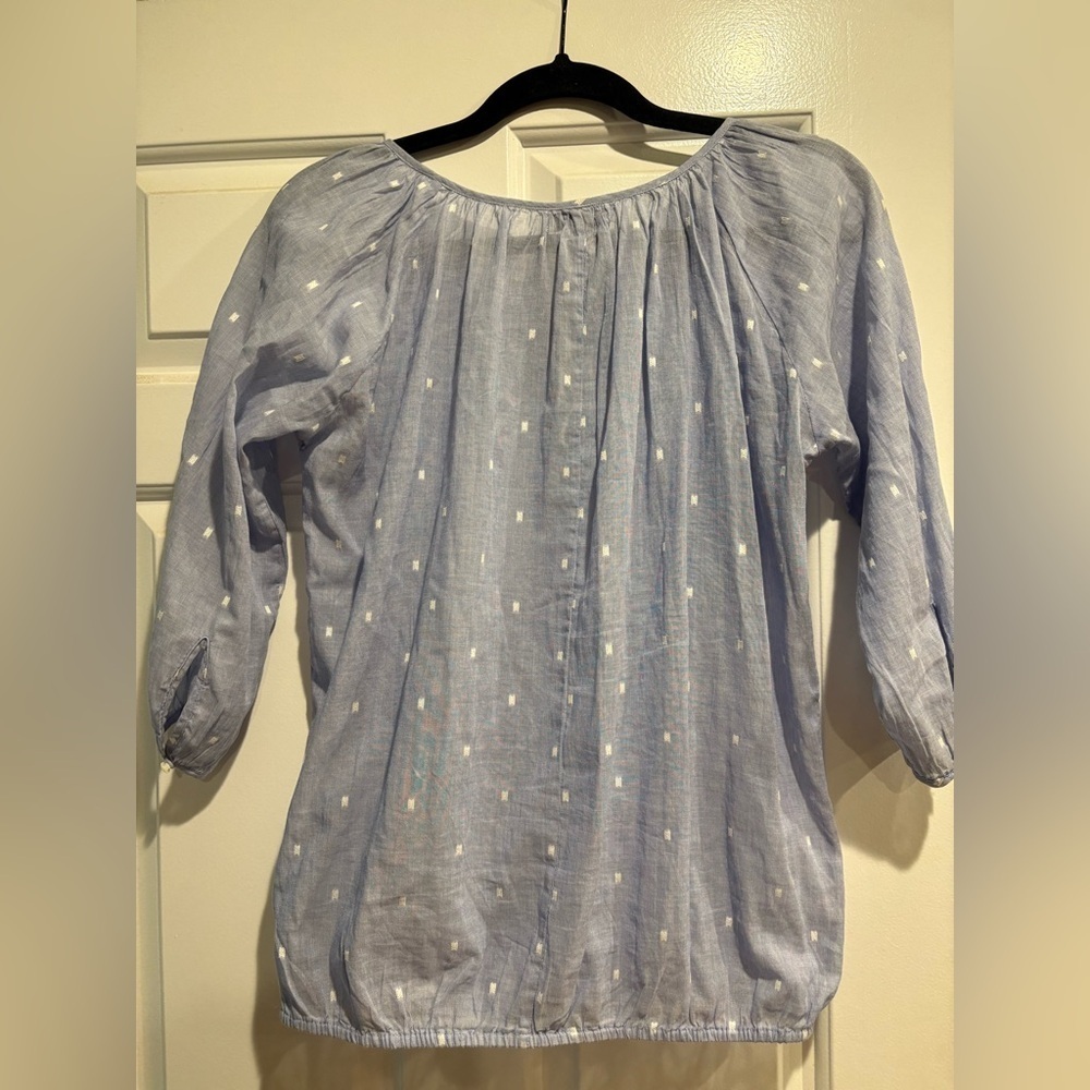 J.Crew peasant embroidered blouse top cotton sz XS‎ /S cottagecore boho - Picture 2 of 5